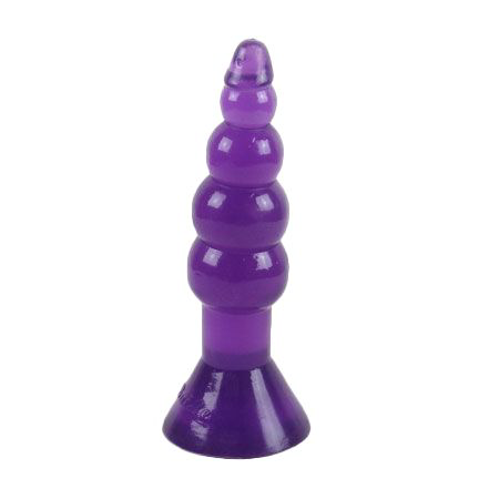 Фиолетовая анальная пробка-елочка с присоской - 18 см. - 0