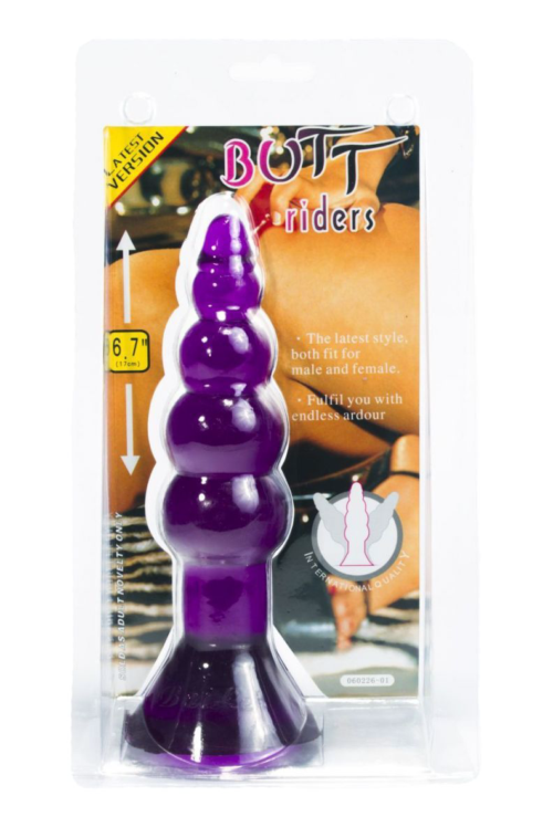 Фиолетовая анальная пробка-елочка с присоской - 18 см. - 1