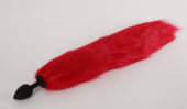 Силиконовая анальная пробка с длинным красным хвостом Красная лиса - 0