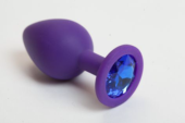 Фиолетовая силиконовая пробка с синим кристаллом - 9,5 см. - 0
