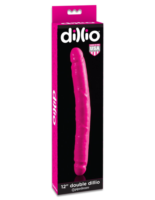 Двухголовый розовый фаллоимитатор Double Dillio - 30,5 см. - 3