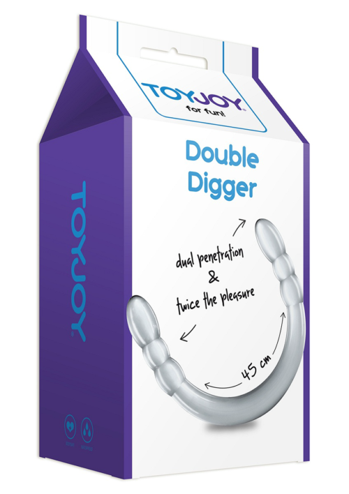 Прозрачный двухголовый фаллоимитатор Double Digger Dong - 45 см. - 1