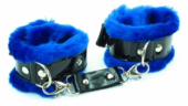 Синие наручники с мехом BDSM Light - 0