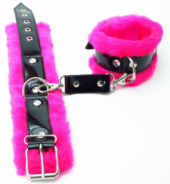 Розовые наручники с мехом BDSM Light - 1