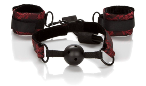 Кляп с наручниками Breathable Ball Gag With Cuffs - 0