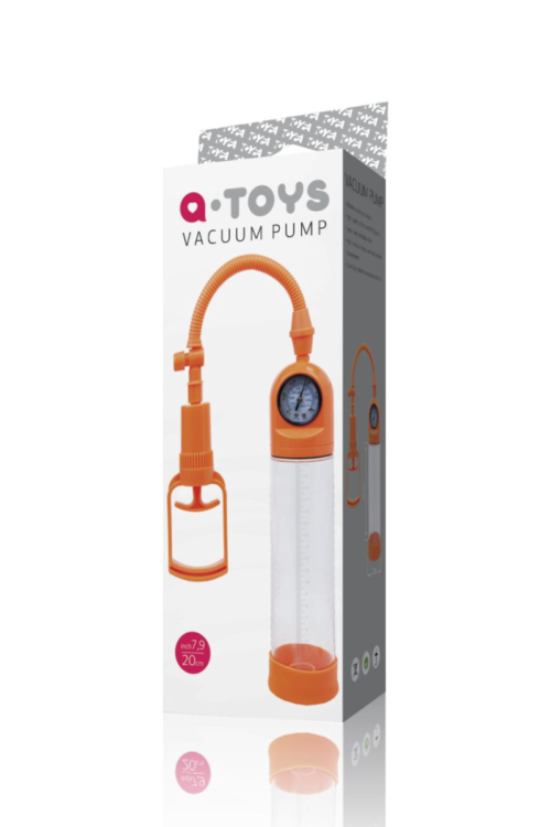Оранжевая вакуумная помпа A-toys с манометром и прозрачной колбой - 1