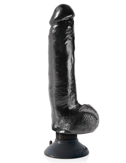 Чёрный виброфаллос со съемной присоской 9 Vibrating Cock with Balls - 22,9 см. - 0
