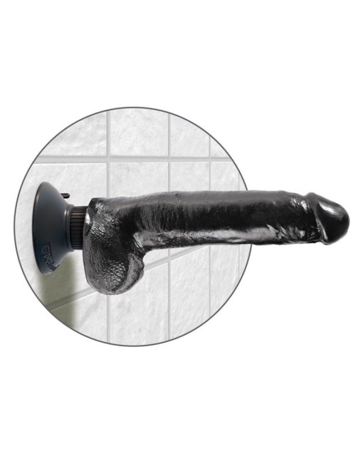 Чёрный виброфаллос со съемной присоской 9 Vibrating Cock with Balls - 22,9 см. - 1