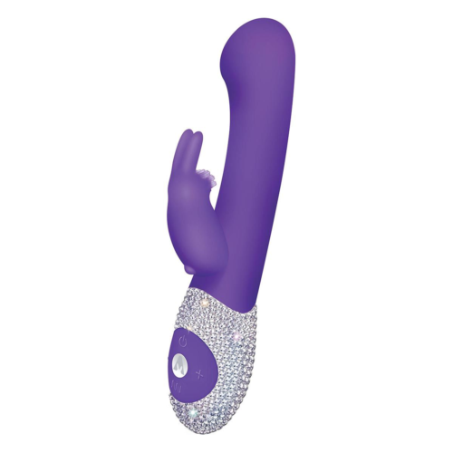 Фиолетовый вибромассажёр The G-spot Rabbit с украшенной стразами рукоятью - 22 см. - 1