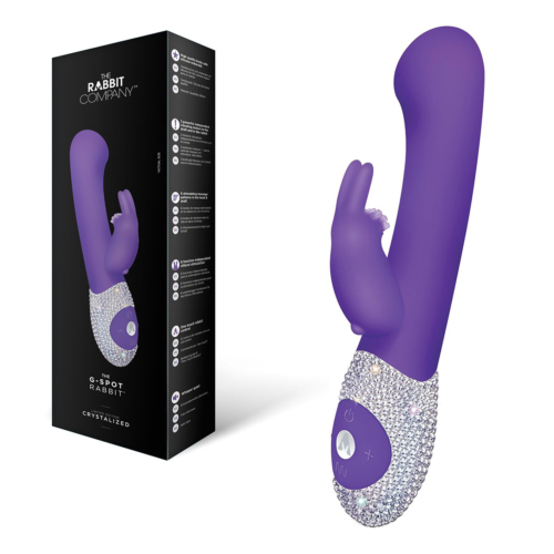 Фиолетовый вибромассажёр The G-spot Rabbit с украшенной стразами рукоятью - 22 см. - 0