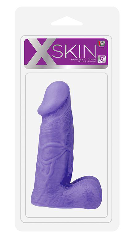 Фиолетовый реалистичный массажёр XSKIN 5 PVC DONG - 13 см. - 1