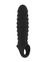 Чёрная ребристая насадка Stretchy Penis Extension No.32 - 0
