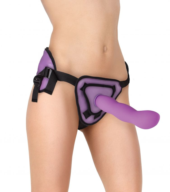 Фиолетовый страпон Deluxe Silicone Strap On 10 Inch с волнистой насадкой - 25,5 см. - 0