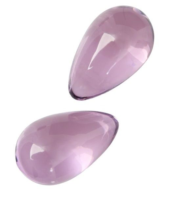 Нежно-розовые стеклянные вагинальные шарики в форме капелек - 0