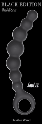 Чёрная упругая анальная цепочка Flexible Wand - 18 см. - 2