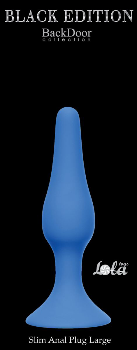 Синяя анальная пробка Slim Anal Plug Large - 12,5 см. - 1