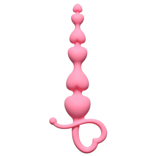 Розовая анальная цепочка Begginers Beads - 18 см. - 0