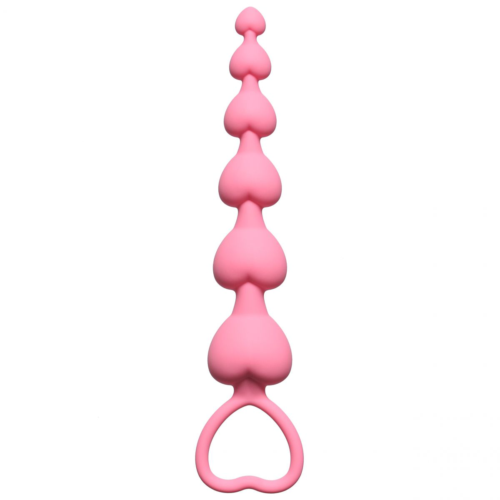 Розовая анальная цепочка Heart s Beads Pink - 18 см. - 0