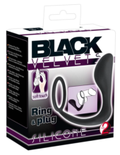 Чёрное эрекционное кольцо с анальной пробкой Black Velvets Ring Plug - 4