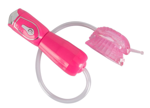 Розовая помпа-бабочка для клитора Permanent Kiss - 1