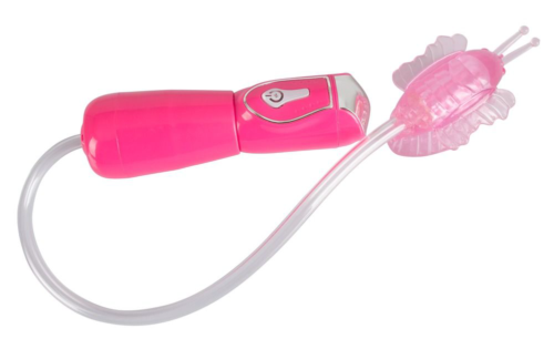 Розовая помпа-бабочка для клитора Permanent Kiss - 0
