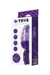 Фиолетовый анально-вагинальный вибратор на присоске A-toys - 1