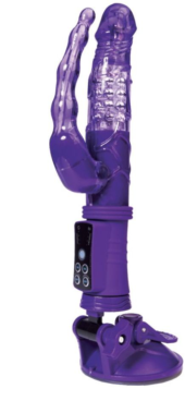 Фиолетовый анально-вагинальный вибратор на присоске A-toys - 0