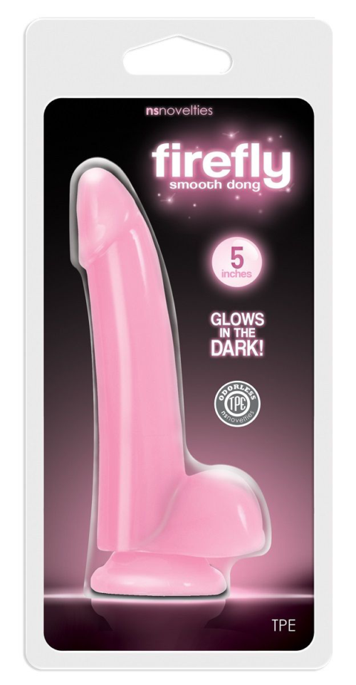 Розовый фаллоимитатор на присоске Firefly Smooth Glowing Dong 5 Pink - 14,5 см. - 1