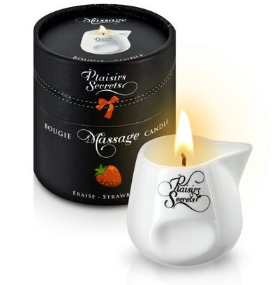 Массажная свеча с ароматом клубники Bougie de Massage Gourmande Fraise - 80 мл. - 0