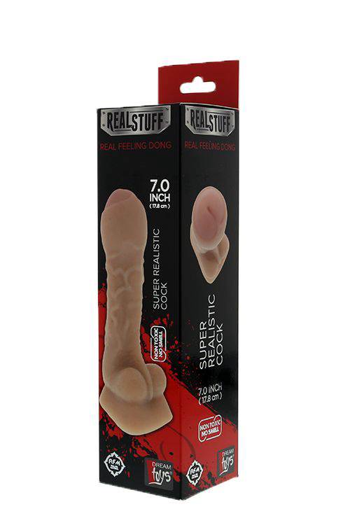 Фаллоимитатор с полузакрытой головкой REALSTUFF REAL FEELING DONG UNCUT 7INCH - 17,8 см. - 1