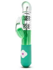 Зелёный вибромассажер с клиторальной стимуляцией Emerald G Rabbit - 26 см. - 0