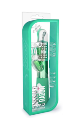 Зелёный вибромассажер с клиторальной стимуляцией Emerald G Rabbit - 26 см. - 1
