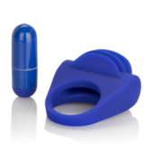 Синее эрекционное кольцо с рёбрышками и вибрацией Silicone Fluttering Enhancer - 1