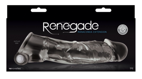 Прозрачная насадка с закрытой головкой и вибрацией Renegade Manaconda - 18,3 см. - 1