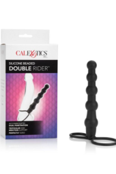 Насадка на пенис для двойного проникновения Silicone Beaded Double Rider - 14 см. - 0