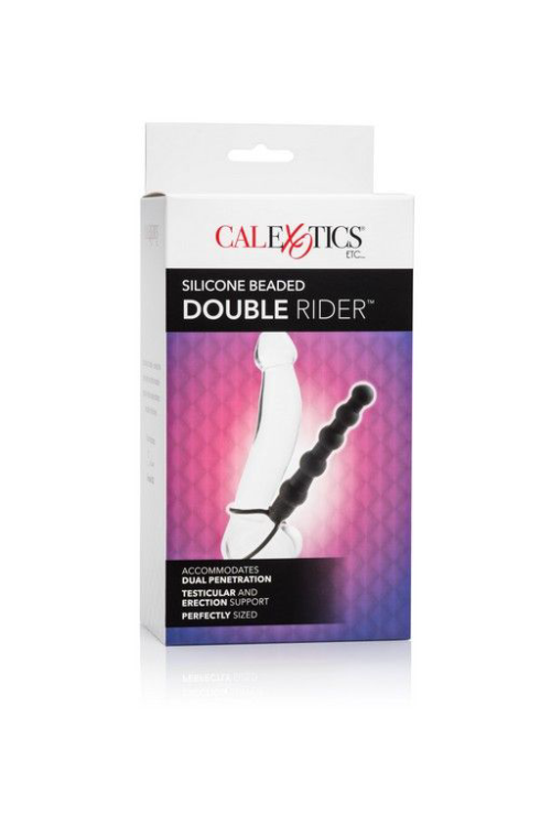 Насадка на пенис для двойного проникновения Silicone Beaded Double Rider - 14 см. - 2