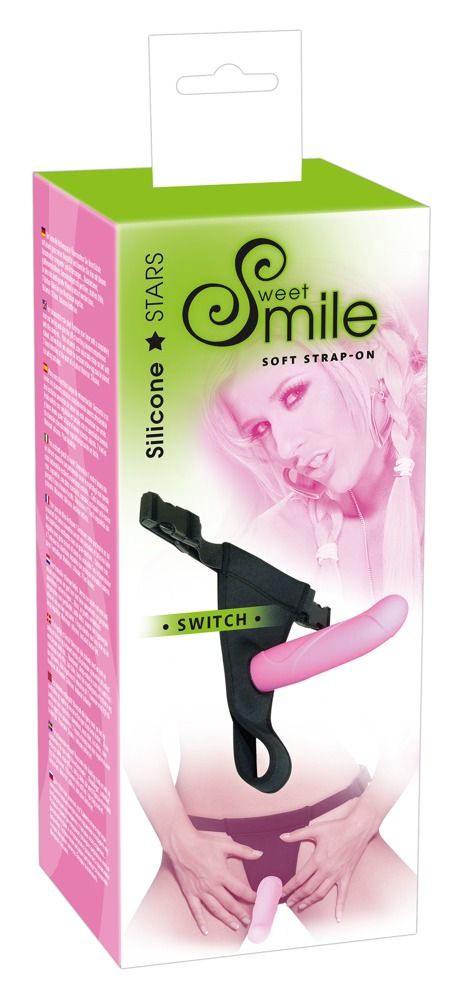 Розовый страпон на трусиках с регулируемыми бретелями Smile - 16 см. - 4