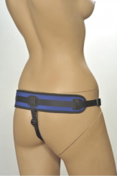 Сине-чёрные трусики с плугом Kanikule Strap-on Harness Anatomic Thong - 2