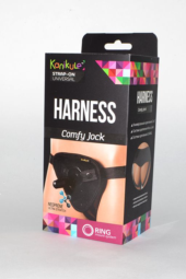Чёрные трусики-джоки Kanikule Strap-on Harness universal Comfy Jock с плугом и кольцами - 0