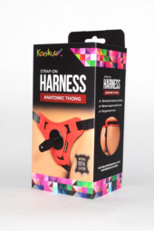 Красно-черные трусики с плугом Kanikule Strap-on Harness Anatomic Thong - 0