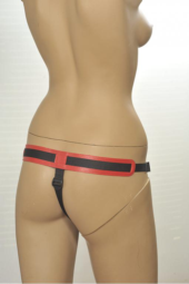 Красно-черные трусики с плугом Kanikule Strap-on Harness Anatomic Thong - 2