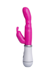 Ярко-розовый вибратор ToyFa A-toys с клиторальным стимулятором - 20 см. - 3