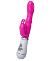 Ярко-розовый вибратор ToyFa A-toys с клиторальным стимулятором - 20 см. - 0