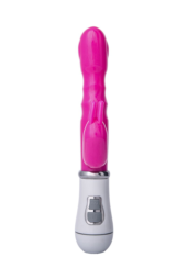 Ярко-розовый вибратор ToyFa A-toys с клиторальным стимулятором - 20 см. - 1
