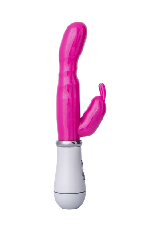 Ярко-розовый вибратор ToyFa A-toys с клиторальным стимулятором - 20 см. - 2