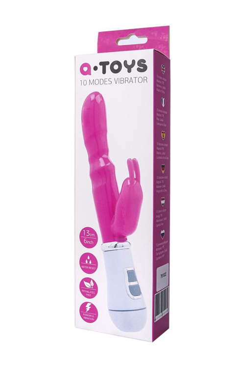 Ярко-розовый вибратор ToyFa A-toys с клиторальным стимулятором - 20 см. - 5