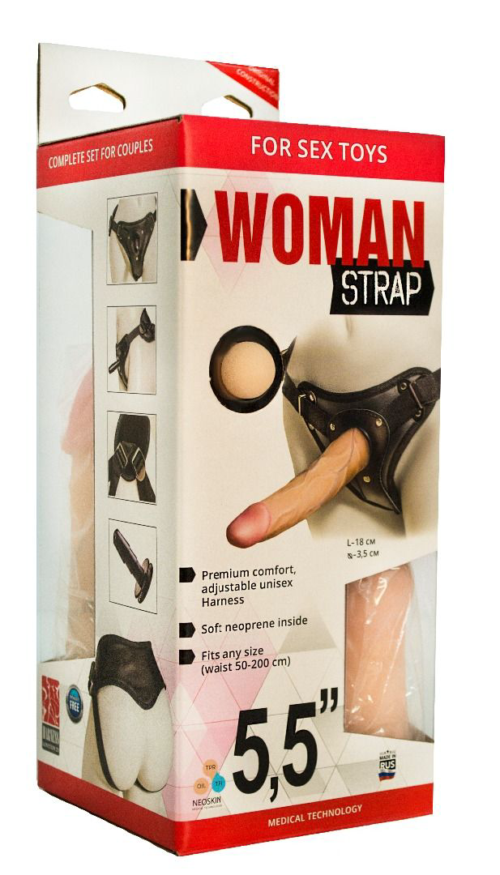 Женский страпон с вагинальной пробкой Woman Strap - 18 см. - 2