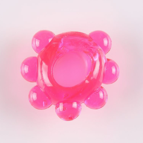 Розовое эрекционное колечко Цветок - 0