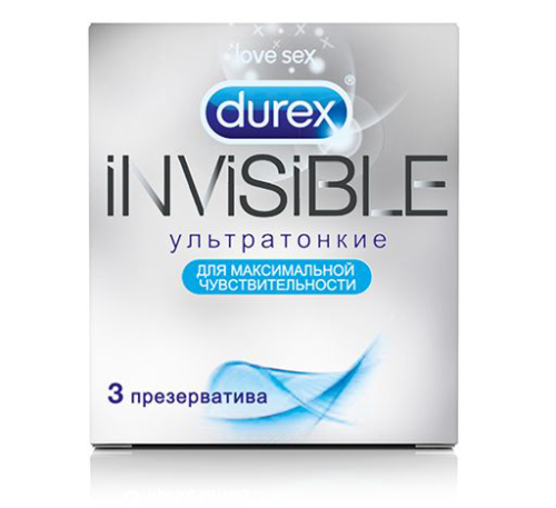Ультратонкие презервативы Durex Invisible - 3 шт. - 0