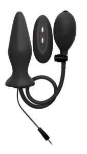 Чёрный анальный стимулятор с функцией расширения и вибрацией Inflatable Vibrating Silicone Plug - 12,2 см. - 0